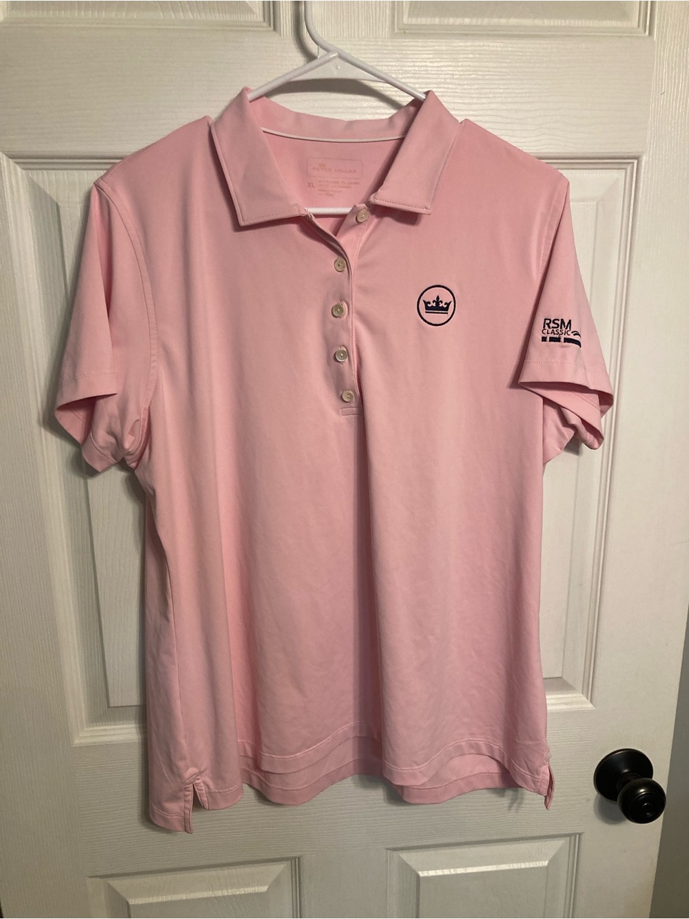 Peter Millar Pink Button-Down Performance Polo